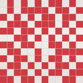 Mosaico Acrobaleno Shine White - Red 30 x 30